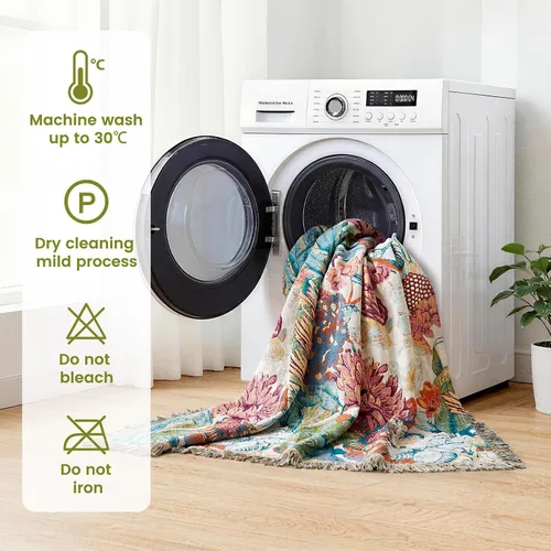Vista 174 de MSGKV - Manta bohemia/primaveral de algodón para sofá y sala de estar, de gasa acogedora, de 50 x 60 pulgadas 50"x60" Cotton Throw, Woven Bird