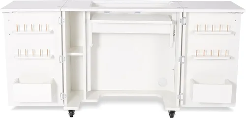 Vista 8 de Gabinete de costura y acolchado Kangaroo Bandicoot de Arrow Sewing con elevación, para sala de estar, color blanco ceniza