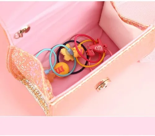 Vista 7 de Bolso cruzado de lentejuelas para niños pequeños, con asa superior de perla, lazo con purpurina, cartera para niñas pequeñas, accesorios