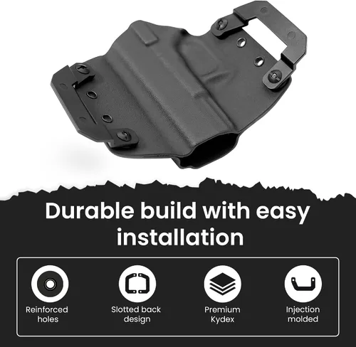 Vista 7 de Kydex - Alas de panqueques para fundas OWB, trabillas ambidiestras para cinturón de 1.75 pulgadas con herrajes, kit de montaje preperforado para un