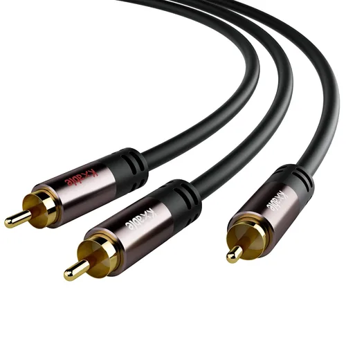 Vista 2 de Cable RCA Y de 25 pies, 1 RCA macho a 2 RCA macho adaptador divisor macho