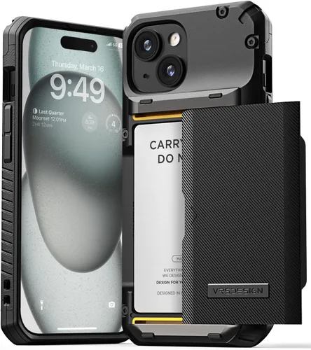 Vista 55 de VRS DESIGN Damda Glide Pro - Funda para iPhone 12 Pro Max, con [4 tarjetas] Premium Robusta [Semiautomática] Funda para tarjeta de crédito
