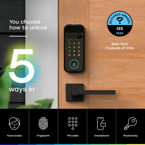Vista 4 de myQ Smart Access Starter Kit: Secure View™ Smart Lock 3 en 1 + teclado de video para puerta de garaje + kit adaptador + timbre myQ, códigos PIN