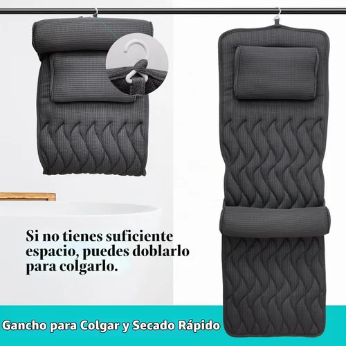 Vista 5 de AEROiVi Almohada de baño de cuerpo completo con rollo lumbar ajustable Almohada de tina con 14 ventosas Malla de aire 3D para adaptarse a cualquier