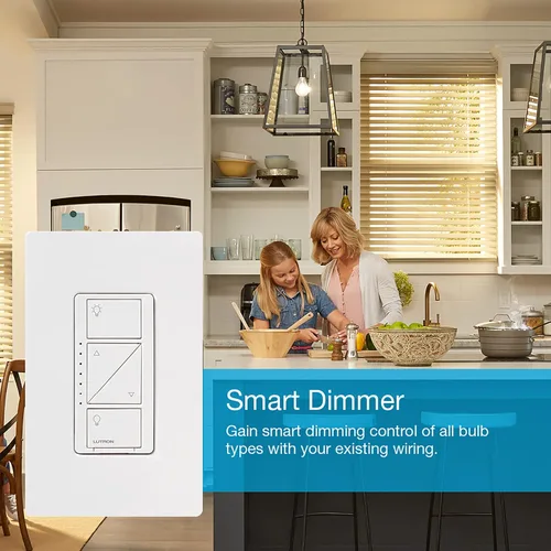 Vista 18 de Lutron Caseta - Interruptor de atenuación inteligente original con placa de pared (requiere Lutron Smart Hub), para luces LED, 150 vatios, un solo