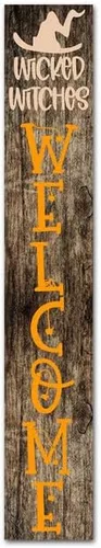 Vista 9 de Letrero de bienvenida de granja – 8 x 48 pulgadas de alto, letrero vertical de madera de Halloween para decoración de fiesta al aire libre de puerta