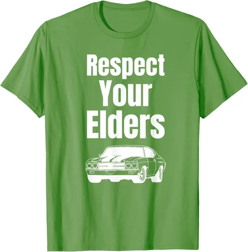 Vista 15 de Divertido regalo de auto para chicos – Respect Your Elders Classic Muscle Car Camiseta, Negro, S