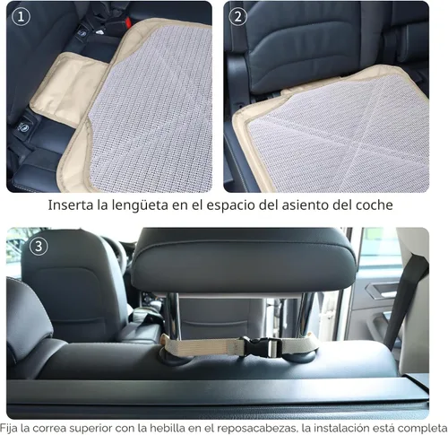Vista 7 de Viaviat Protector de Asiento de automóvil, Protector de Cuero Impermeable de Seguridad Infantil, Funda Protectora con Almohadilla Gruesa y 2 Beige