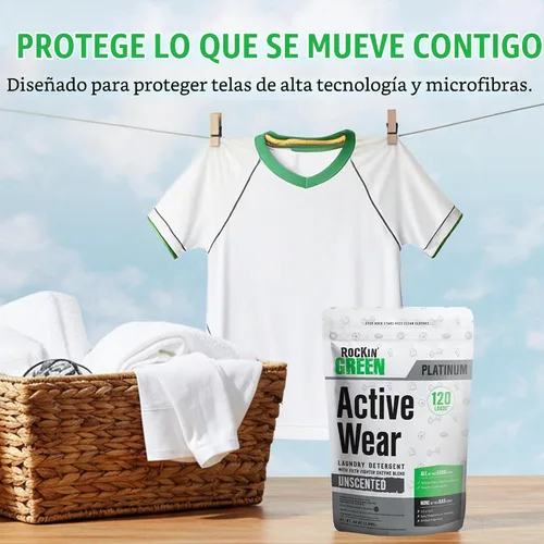 Vista 3 de Rockin' Green Detergente para Ropa, A Base de Plantas, Detergente en Polvo Totalmente Natural para Ropa, Vegano y Biodegradable Combate Olores