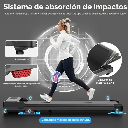 Vista 3 de Walking Pad Treadmill for Home - Under Desk Treadmills Mini Portable Walking Running Machine Slim Compact Small Lightweight Motorized Electric Negro