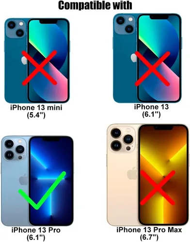 Vista 2 de (3+3) para iPhone 13 Pro (6.1 pulgadas) (paquete de 3) (3 unidades) Protector de pantalla de privacidad con protector de lente de cámara, no afecta