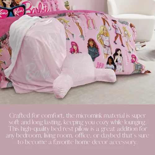 Vista 2 de Franco Movie Luxe - Almohada decorativa de felpa supersuave (producto oficial), 19 x 30 pulgadas, reposo en cama Barbie
