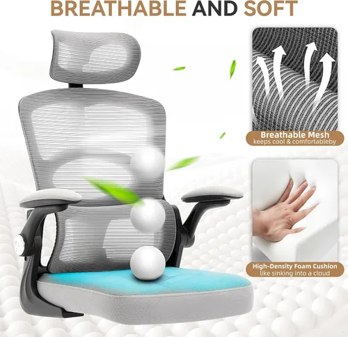 Vista 7 de Ergonomic Office Chair with Lumbar Support & Adjustable Headrest, High Back Mesh Computer Chair 360° Swivel Rolling Desk Chair Swivel Desk Chair for