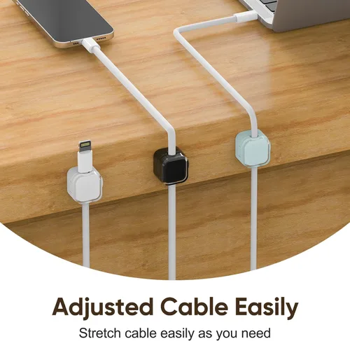 Vista 2 de Paquete de 9 soportes magnéticos para cables, clips magnéticos para cables de escritorio con adhesivo fuerte, organizador de cables para gestión