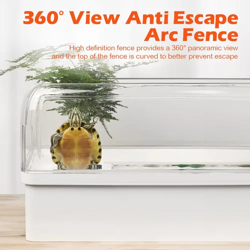 Vista 5 de AZV Kit de Hábitat para Tanque de Tortuga, Acuario Inicial de Recinto para Tortuga Acuática con Área Multifuncional y Filtro de Agua, Tina Casa
