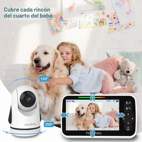 Vista 5 de HelloBaby Monitor de bebé sin WiFi de 5 pulgadas con cámara y audio