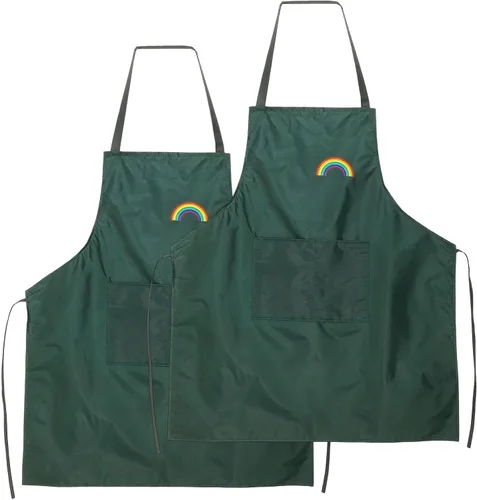 Vista 8 de HARFINGTON Delantal de cocina unisex para restaurante no ajustable, lavable, con 2 bolsillos