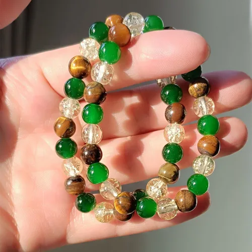 Vista 52 de Pulseras de triple protección con piedra de ojo de tigre de obsidiana negra con hematita para hombres y mujeres, pulsera de piedra curativa