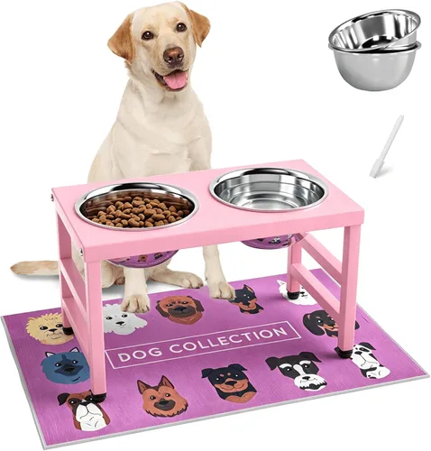 Vista 16 de ADENGL Cuenco elevado de metal para perros, soporte elevado para comedero de perros de 10" de alto con 2 cuencos de acero inoxidable de 42oz