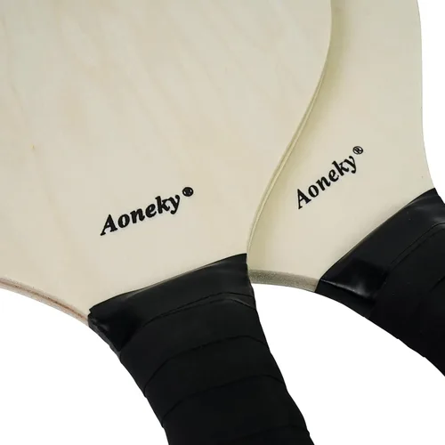 Vista 2 de Aoneky Juego de paletas de pickleball de madera para interiores o exteriores