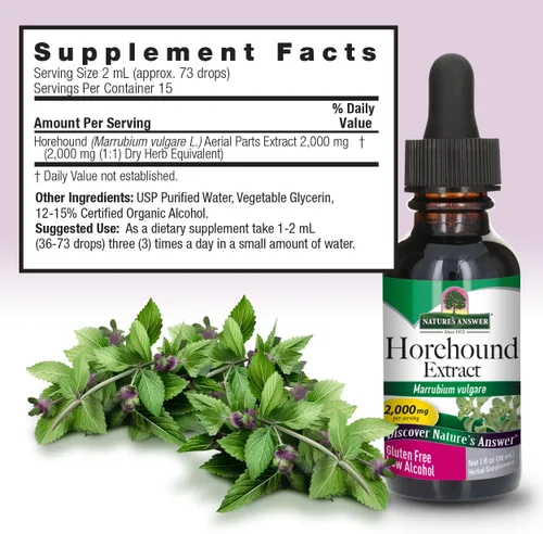 Vista 3 de Nature's Answer Horehound con alcohol orgánico, 1 onza líquida