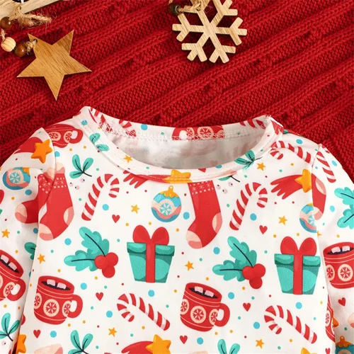 Vista 5 de TBUIALL Baby Girl Outfits Soft Cotton Warm Crewneck Long Sleeve Christmas Floral Hoodie + Gold Velvet Baby Girl