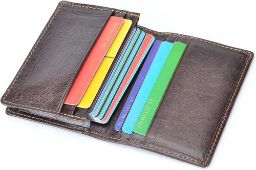 Vista 3 de HAWEE Billetera de bolsillo frontal plegable para hombre, de piel auténtica, con bloqueo RFID, tarjetero