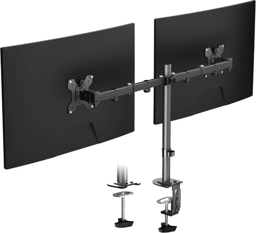 Vista 10 de Pholiten Soporte para Monitor Individual, Brazo de Monitor Ajustable de Servicio Pesado Montaje de Escritorio para 13-27 pulgadas, Inclinación, Negro