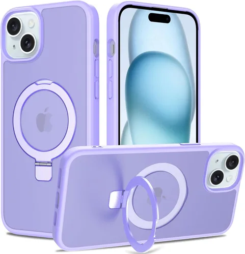 Vista 36 de Funda con soporte ultra magnético para iPhone 15 Pro [protección militar contra caídas] [compatible con MagSafe] a prueba de golpes, translúcida