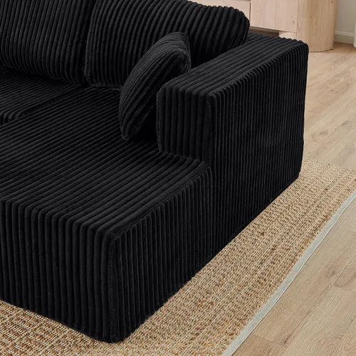 Vista 4 de Modular Sectional Couches Sofa, U-Shape L-Shaped Convertible Sleeper Sofa Bed, Cloud Couch Sectional for Living Room Bedroom Apartment Black - 5 Seat