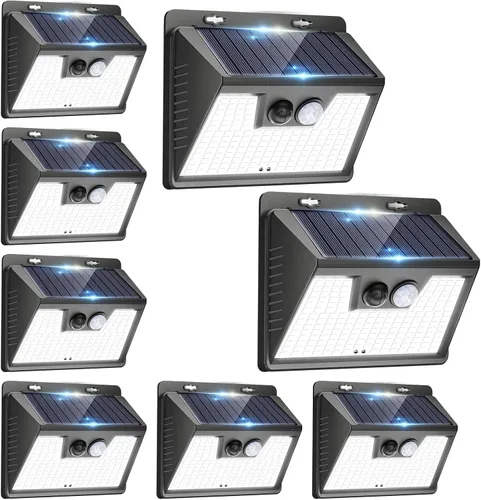 Vista 14 de Peasur Luces Solares para Exteriores con Sensor de Movimiento, 140 LED Luz Solar Alimentada por Energía Solar para Cerca Impermeable, 3 Modos