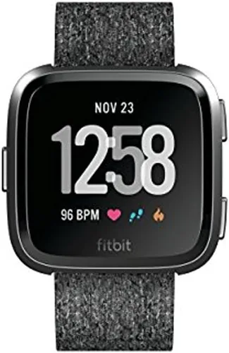 Vista 2 de Fitbit Versa Special Edition - Reloj inteligente, tejido de carbón, talla única (correas S y L incluidas)