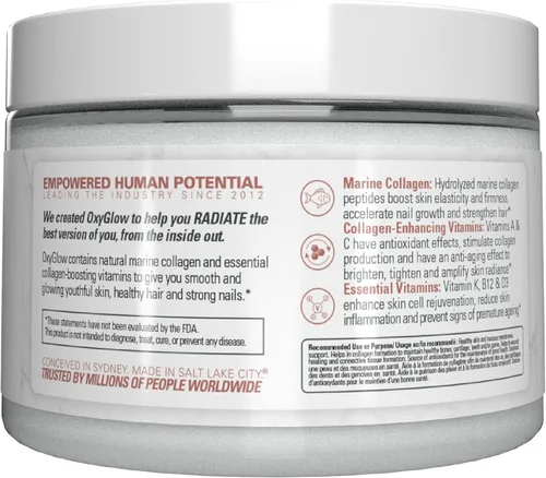 Vista 7 de EHP LABS OxyGlow - Polvo de colágeno marino natural, péptidos de colágeno marinos hidrolizados, aumenta la elasticidad y firmeza de la piel, acelera