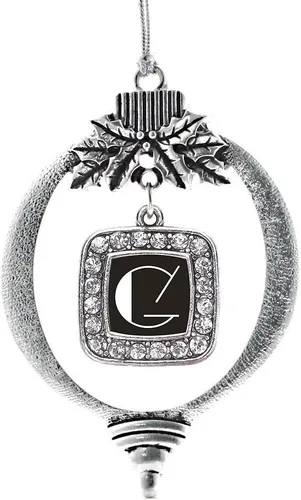 Vista 128 de Inspired Silver - Adorno con dije de reina de rodillo - Adornos navideños cuadrados de plata con joyas de circonita cúbica