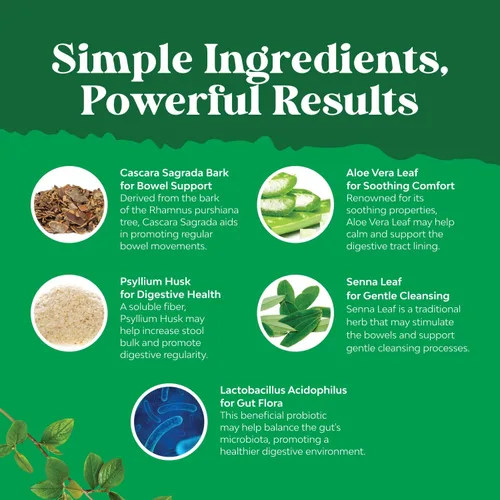 Vista 6 de Paquete de cápsulas laxantes herbales con probióticos - Laxantes naturales para el estreñimiento - Desintoxicación para la salud intestinal y apoyo