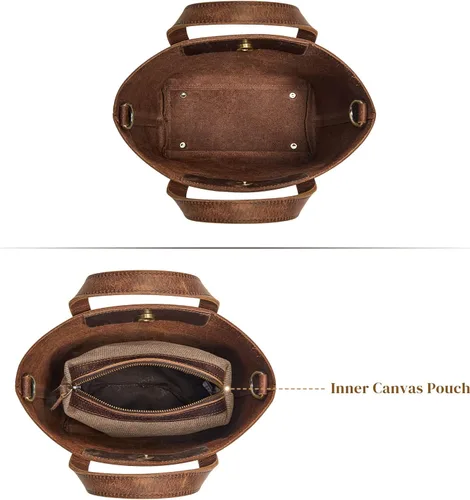 Vista 4 de S-ZONE Bolso cruzado de cuero genuino para mujer, con asa superior y bolsa