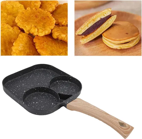 Vista 9 de Sartén antiadherente 3 en 1, sartén para huevos, sartén seccional para desayuno que evita que se pegue resistente al calor, sartén dividida