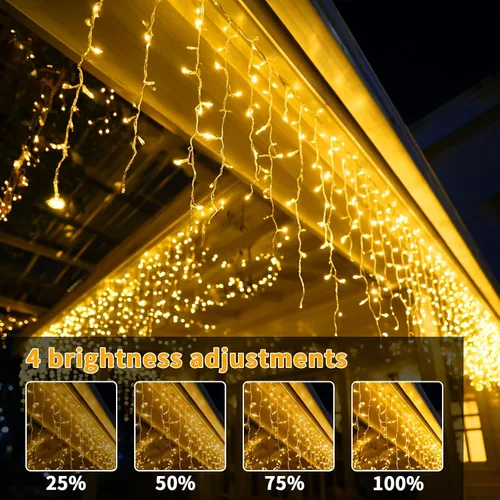Vista 6 de Luces de carámbano solares para exteriores, 25+5M 800 luces de carámbano de Navidad, 8 modos, luces de cadena decorativas impermeables