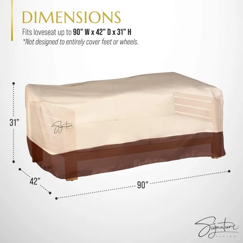 Vista 2 de Funda para muebles de patio, funda impermeable para sofá y sofá biplaza, poliéster resistente con revestimiento UV, fundas para muebles de exterior
