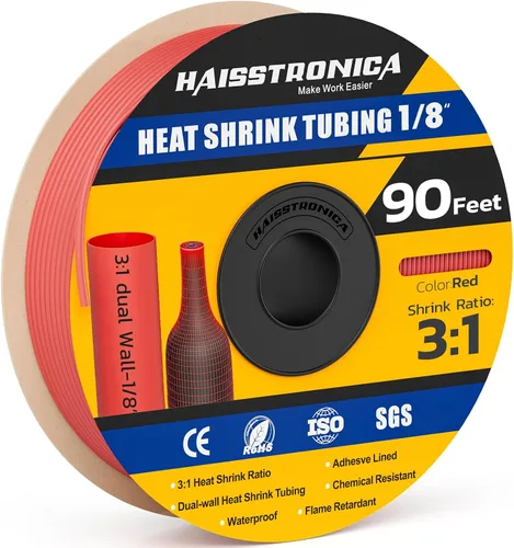 Vista 45 de haisstronica Tubo termorretráctil 3:1, relación de encogimiento, tubo termorretráctil de grado marino forrado con adhesivo para el hogar, automoción
