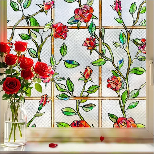 Vista 13 de Película de privacidad para ventana, películas de vidrio manchado para ventana 3D arco iris decorativas, adhesivo estático, tinte de ventana Arco