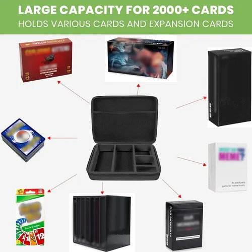 Vista 2 de ALKOO 2000+ Caja de almacenamiento de tarjetas coleccionables para tarjetas contra la humanidad, para MTG Large Capacity, Card Corner Protection