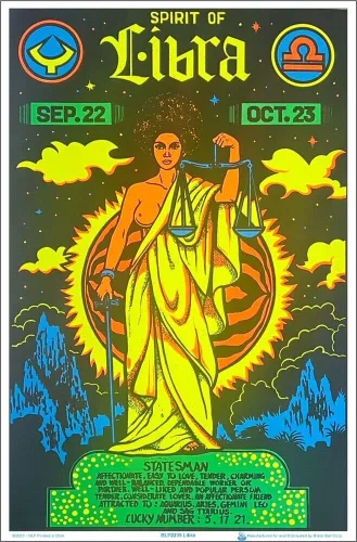 Vista 9 de Libra signo del zodiaco - Laminado - Póster de luz negra - 23.5 x 35.5 pulgadas