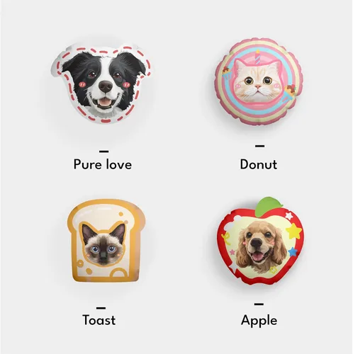 Vista 3 de Almohadas personalizadas para retratos de mascotas con fotos, almohada de perro 3D dibujada a mano, almohada personalizada de cara de gato