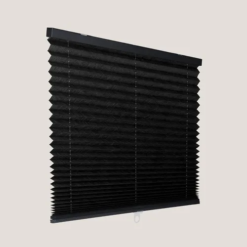 Vista 4 de CALYX INTERIORS Persiana de tela plisada para ventana, filtro de luz, inalámbrica, 22 pulgadas de ancho x 60 pulgadas de alto, color negro