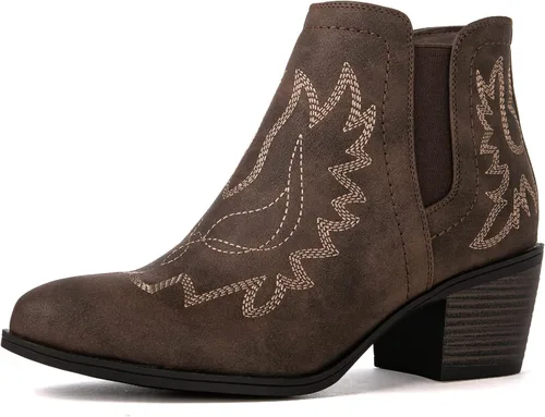 Vista 2 de GLOBALWIN Botas de tobillo para mujer, botas vaqueras del oeste