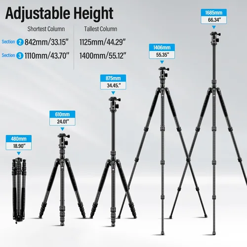 Vista 7 de SIRUI Traveler 7C Trípode para Cámara de 65.55 pulgadas Fibra de Carbono Trípode Arca con Cabezal de Bola Panorámica E-10 de 360° y Placa