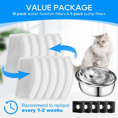 Vista 8 de Filtro de fuente de agua para gatos, paquete de 10 filtros de repuesto compatibles con ORSDA D60 100 oz/3L fuente automática para gatos y mascotas