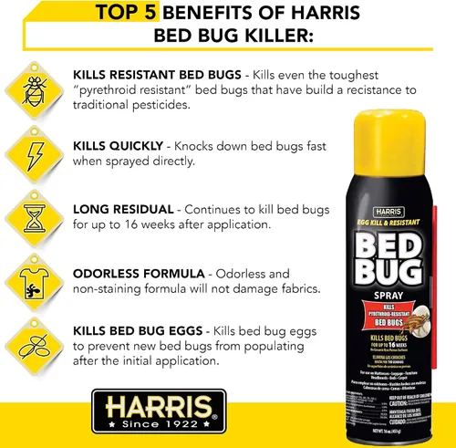 Vista 3 de Harris Eliminador de Chinches Más Resistente, Spray en Aerosol de 16 oz