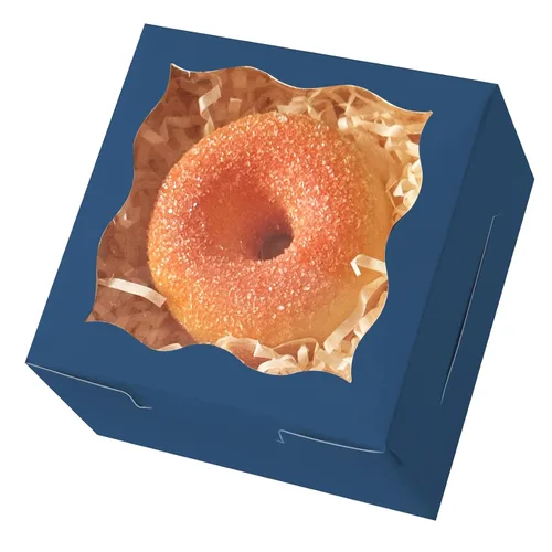 Vista 28 de qiqee Cajas de panadería negras con ventana de 4 x 4 x 2.5 pulgadas, 100 paquetes de mini cajas de galletas para macarrones, cajas de pastelería